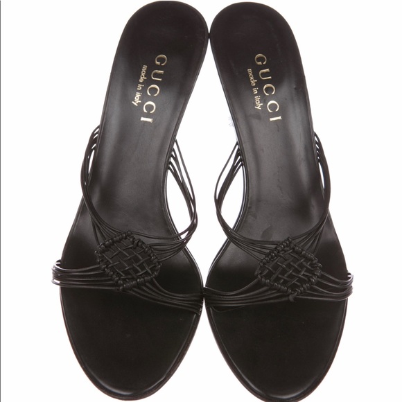 black leather gucci slides